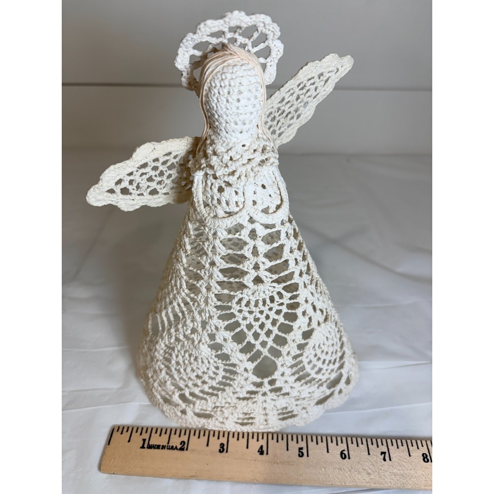 Vintage Handmade White Starched Angel Tree Topper/Wall Hanging